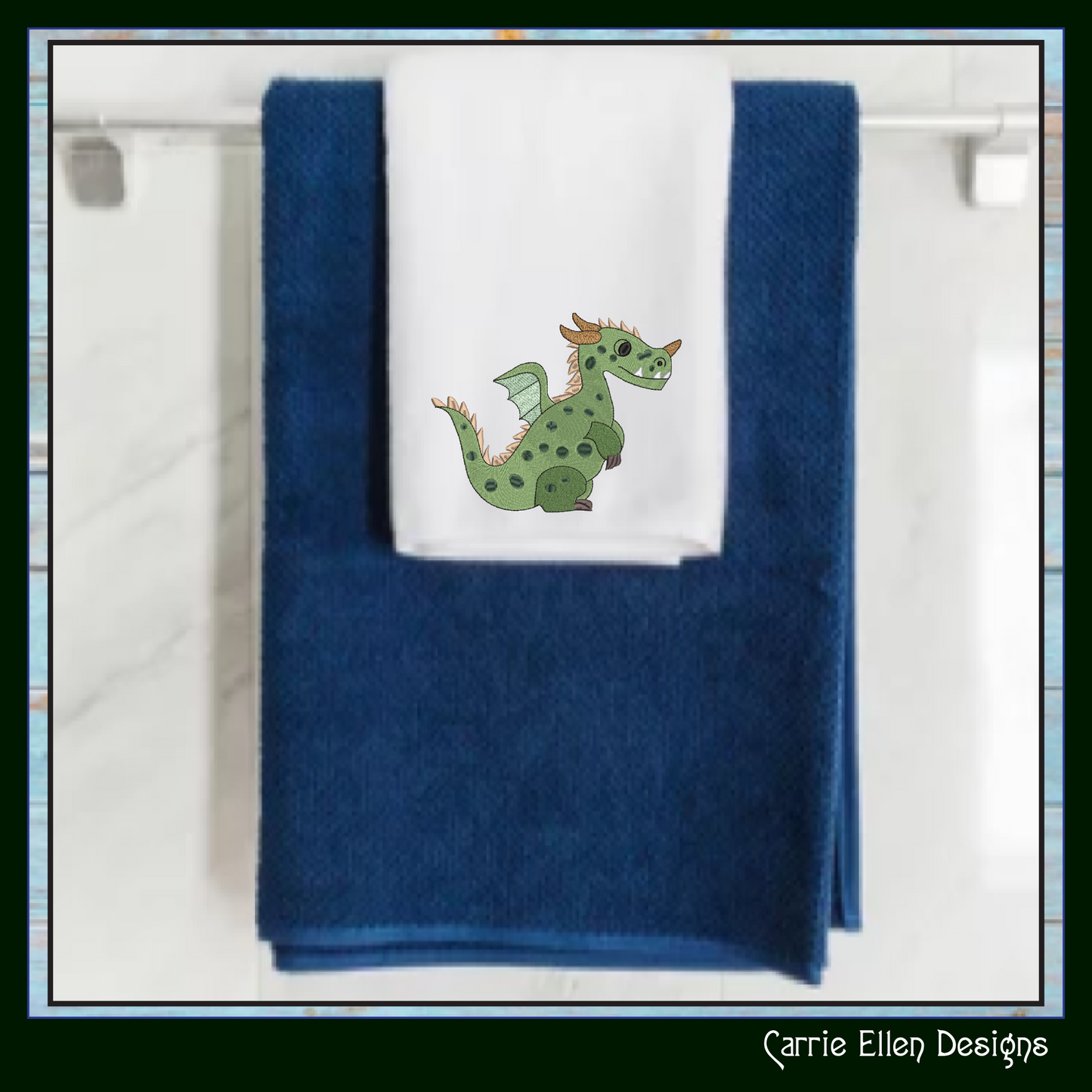 Cute Green Baby Dragon Machine Embroidery Design | Fantasy Dragon Stitch File | Whimsical Dragon Embroidery Pattern | Kawaii Magical Creature , 6 Sizes, (2887)