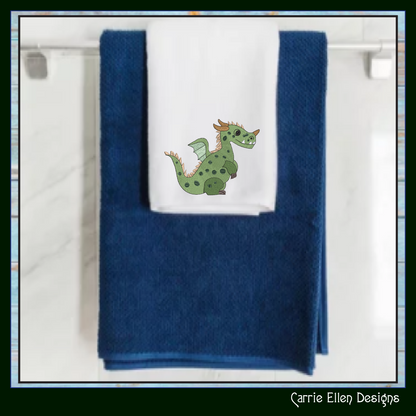 Cute Green Baby Dragon Machine Embroidery Design | Fantasy Dragon Stitch File | Whimsical Dragon Embroidery Pattern | Kawaii Magical Creature , 6 Sizes, (2887)