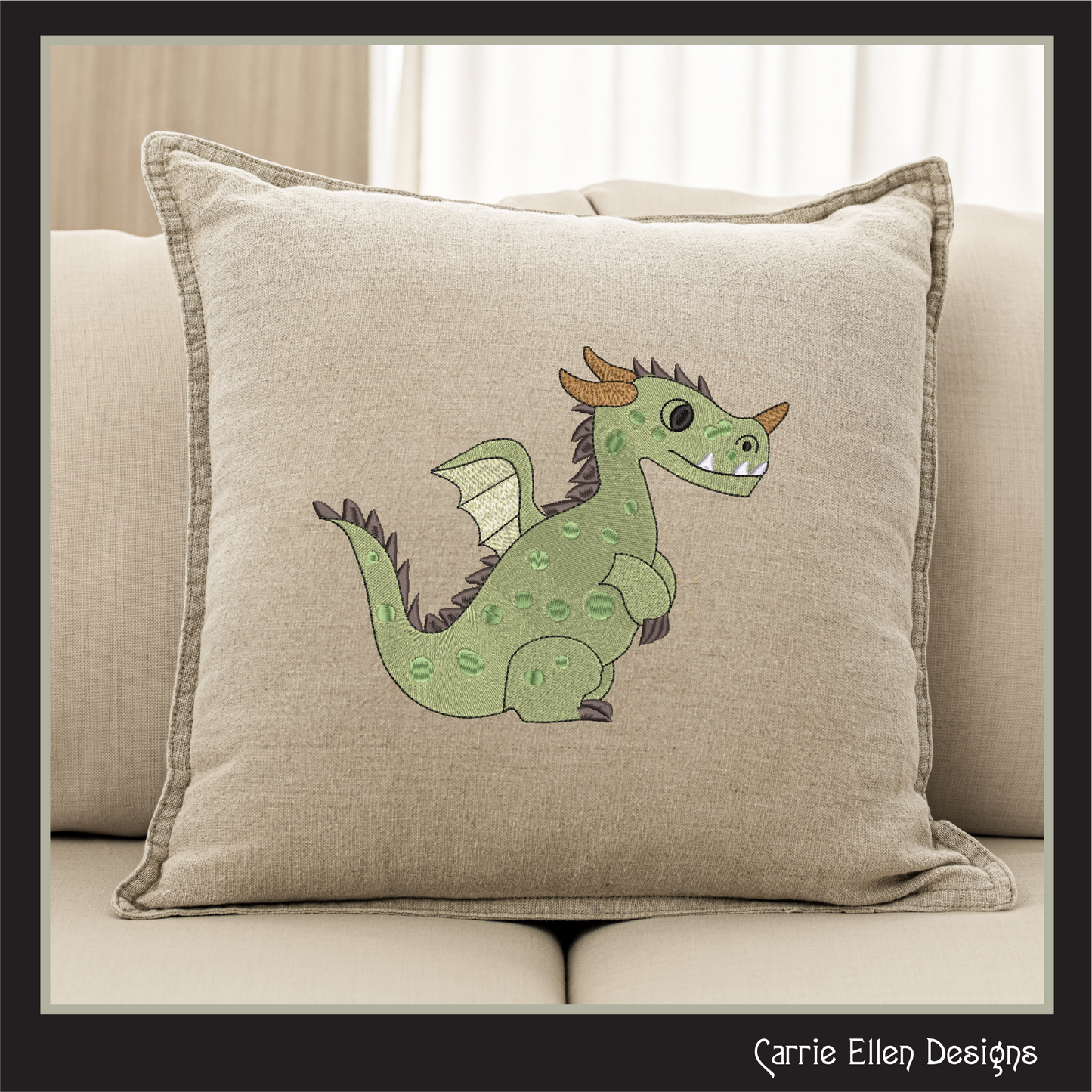 Cute Green Baby Dragon Machine Embroidery Design | Fantasy Dragon Stitch File | Whimsical Dragon Embroidery Pattern | Kawaii Magical Creature , 6 Sizes, (2887)
