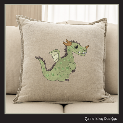 Cute Green Baby Dragon Machine Embroidery Design | Fantasy Dragon Stitch File | Whimsical Dragon Embroidery Pattern | Kawaii Magical Creature , 6 Sizes, (2887)