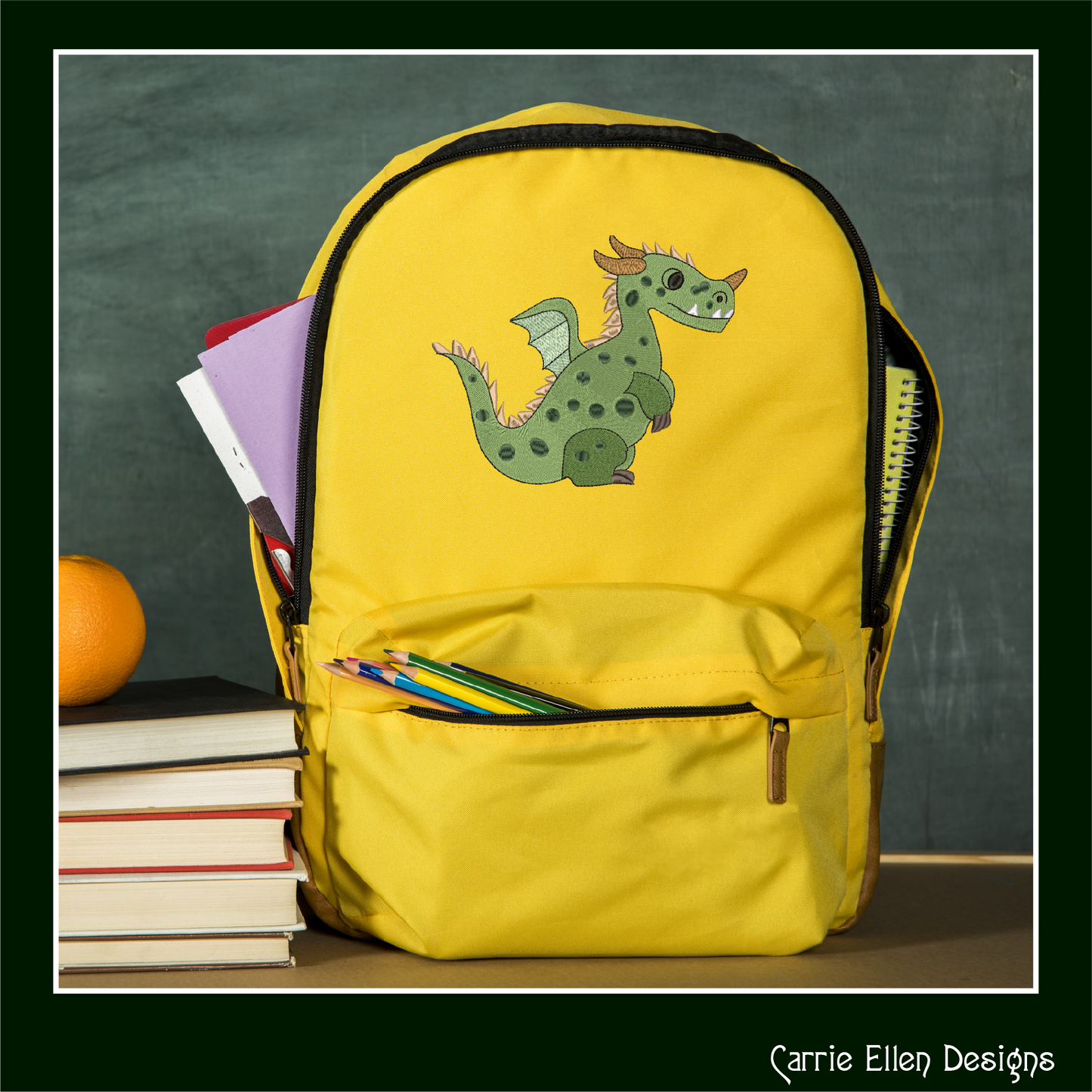 Cute Green Baby Dragon Machine Embroidery Design | Fantasy Dragon Stitch File | Whimsical Dragon Embroidery Pattern | Kawaii Magical Creature , 6 Sizes, (2887)