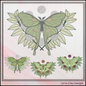 Luna Moth with Leaves – Botanical Machine Embroidery Design | Mystical Nature Insect Art, 6 Sizes (2889)