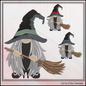 Witch Gnome with Broomstick Machine Embroidery Design, Halloween Theme Gnome Design, 6 Sizes (2896)