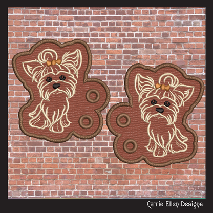Yorkshire Terrier Shoe Wings ITH Machine Embroidery Design | Yorkie Dog Lace-Up Sneaker Accessory | Cute Puppy Shoe Charm Embroidery File (2901)