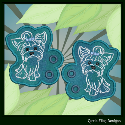 Yorkshire Terrier Shoe Wings ITH Machine Embroidery Design | Yorkie Dog Lace-Up Sneaker Accessory | Cute Puppy Shoe Charm Embroidery File (2901)