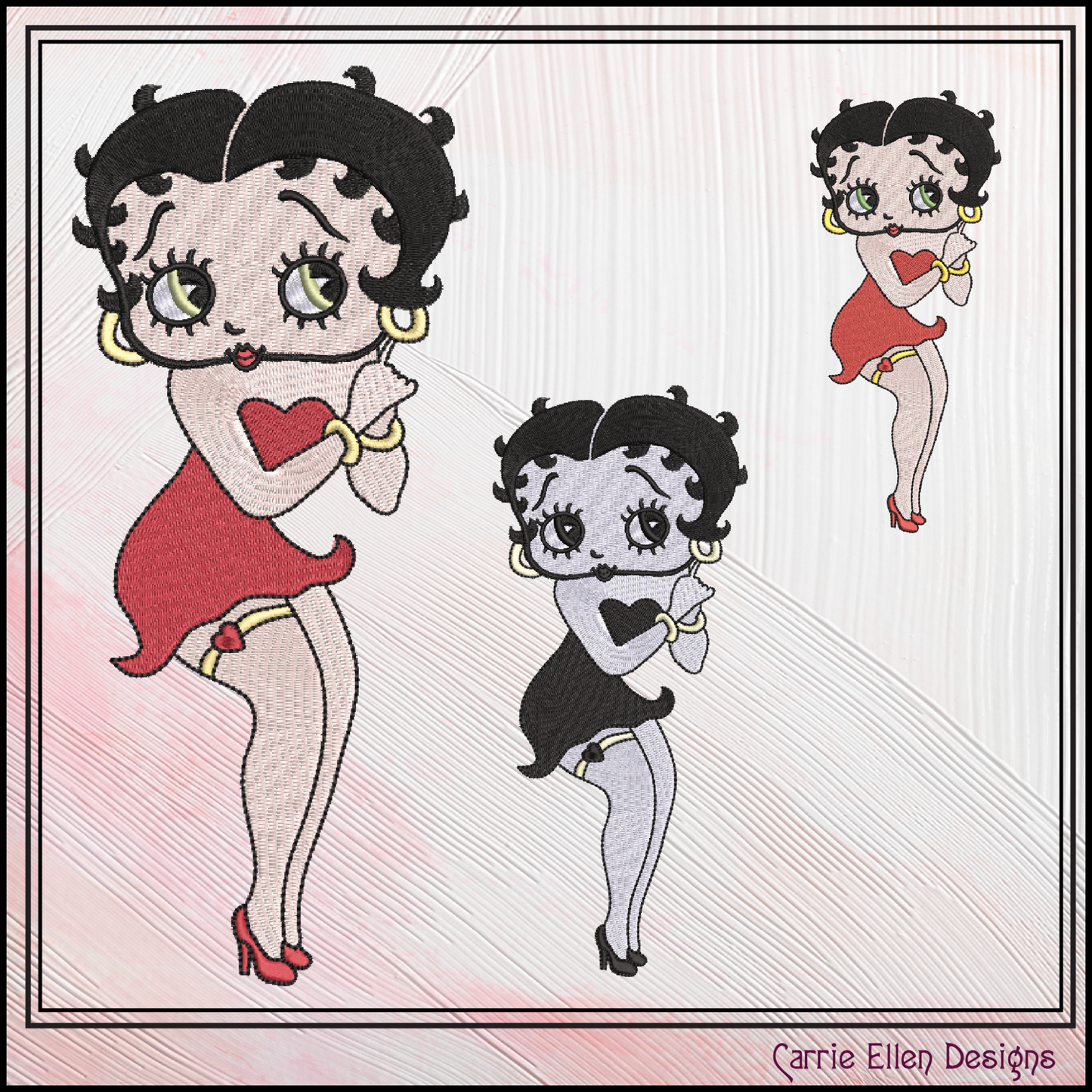 Betty Boop Standing Machine Embroidery Design | Retro Cartoon Vintage Inspired Stitch File, 6 sizes (2934)
