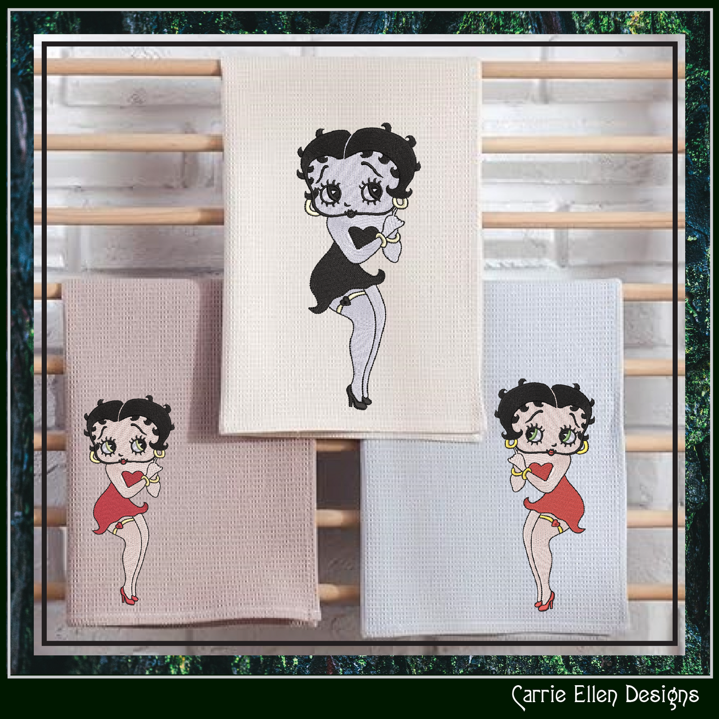 Betty Boop Standing Machine Embroidery Design | Retro Cartoon Vintage Inspired Stitch File, 6 sizes (2934)