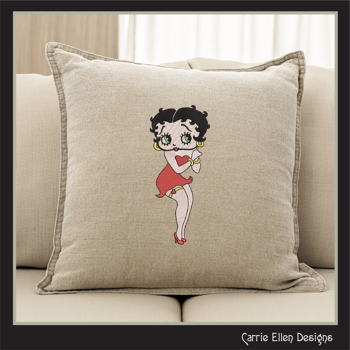 Betty Boop Standing Machine Embroidery Design | Retro Cartoon Vintage Inspired Stitch File, 6 sizes (2934)