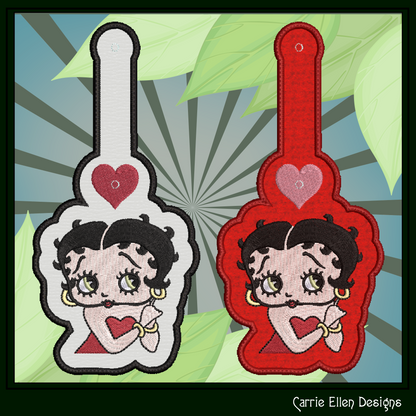 Betty Boop ITH Key Tag Machine Embroidery Design | In The Hoop Keychain (2936)