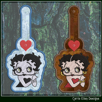 Betty Boop ITH Key Tag Machine Embroidery Design | In The Hoop Keychain (2936)