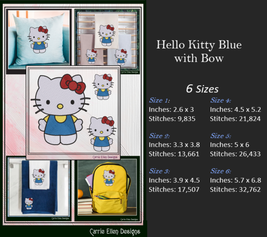 Classic Cute Cat Character Machine Embroidery Design | Japanese Anime Kitty Pattern, 6 Sizes (2937)