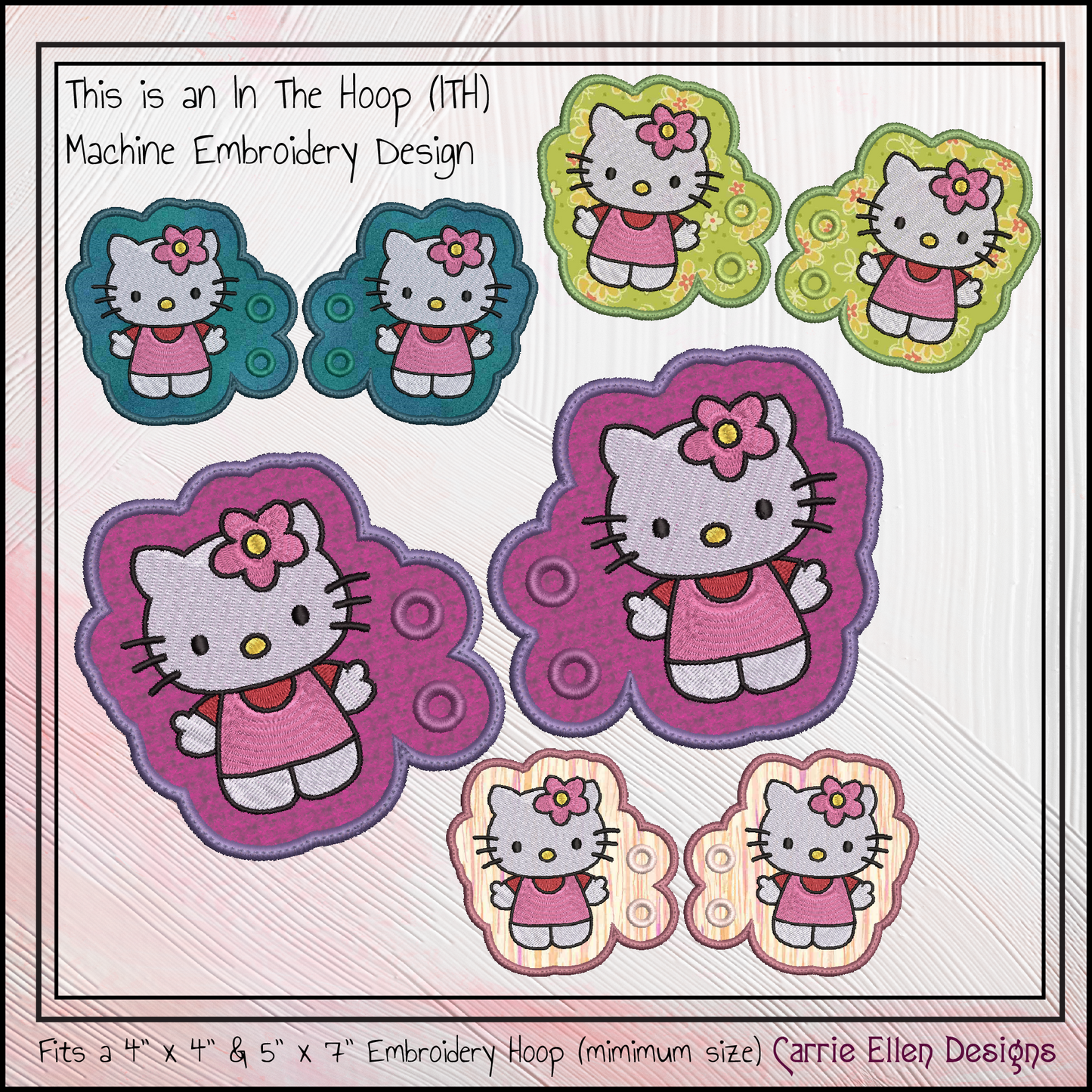 Cute Kitty Shoe Wings ITH Machine Embroidery Design | Pink Cat Lace-Up Sneaker Accessory | Kawaii-Inspired Shoe Charm Embroidery File (2943)