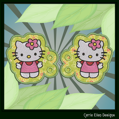 Cute Kitty Shoe Wings ITH Machine Embroidery Design | Pink Cat Lace-Up Sneaker Accessory | Kawaii-Inspired Shoe Charm Embroidery File (2943)