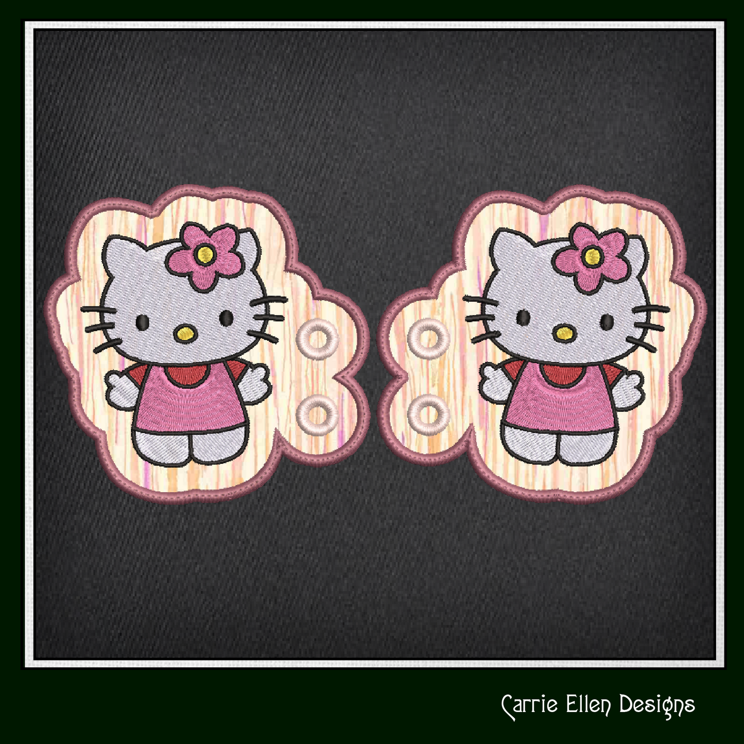 Cute Kitty Shoe Wings ITH Machine Embroidery Design | Pink Cat Lace-Up Sneaker Accessory | Kawaii-Inspired Shoe Charm Embroidery File (2943)