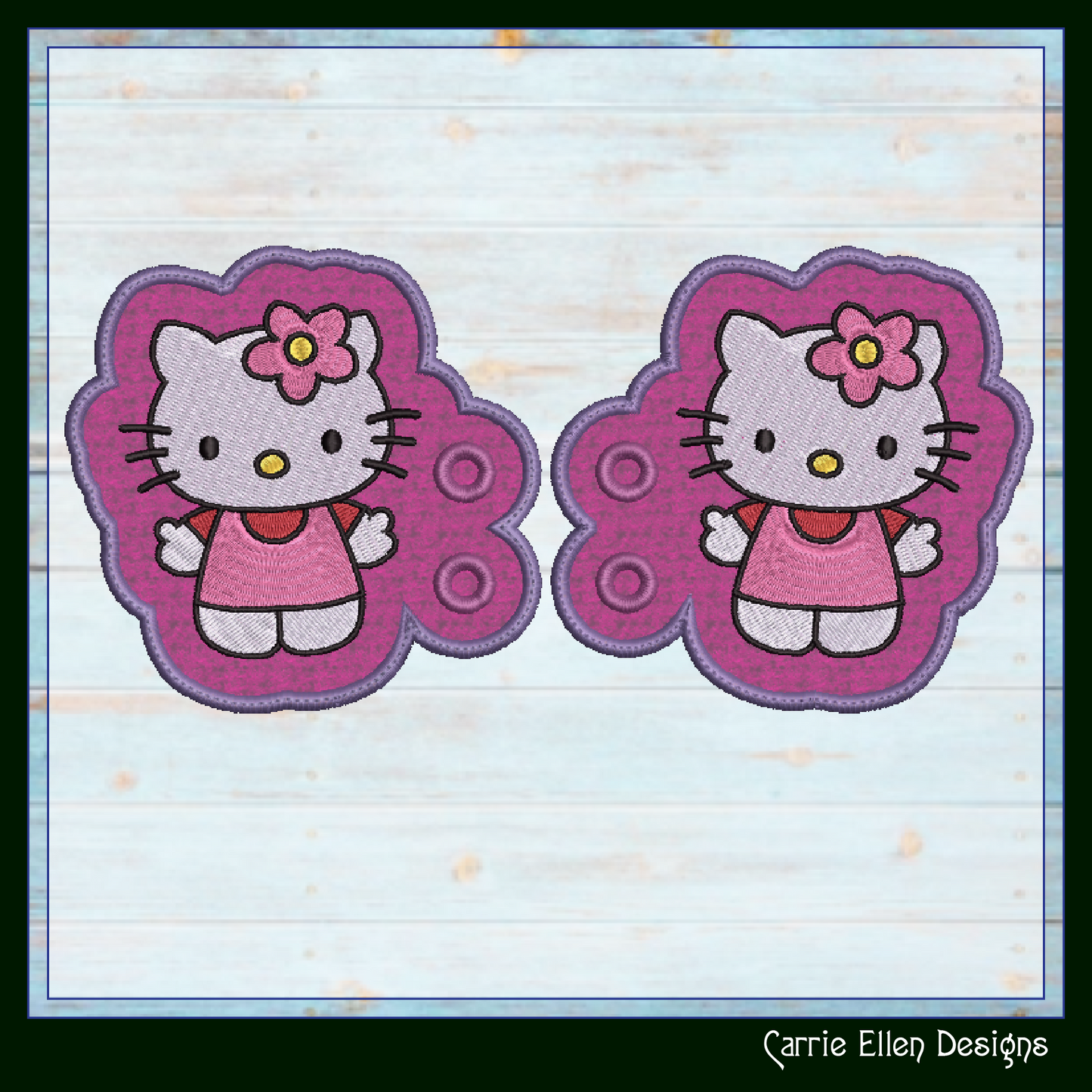 Cute Kitty Shoe Wings ITH Machine Embroidery Design | Pink Cat Lace-Up Sneaker Accessory | Kawaii-Inspired Shoe Charm Embroidery File (2943)