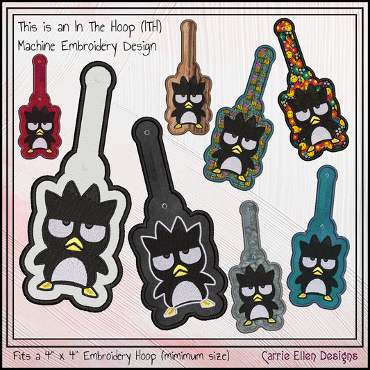 Badtz Maru Penguin ITH Key Fob Machine Embroidery Design | Sanrio Fandom Cartoon Key Tag | Cosplay Gift Project (2946)