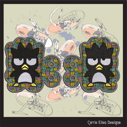 Penguin Character In The Hoop Machine Embroidery Shoe Wing Design, ITH Badtz Maru Hello Kitty and Friends Fandom Cartoon (2947)