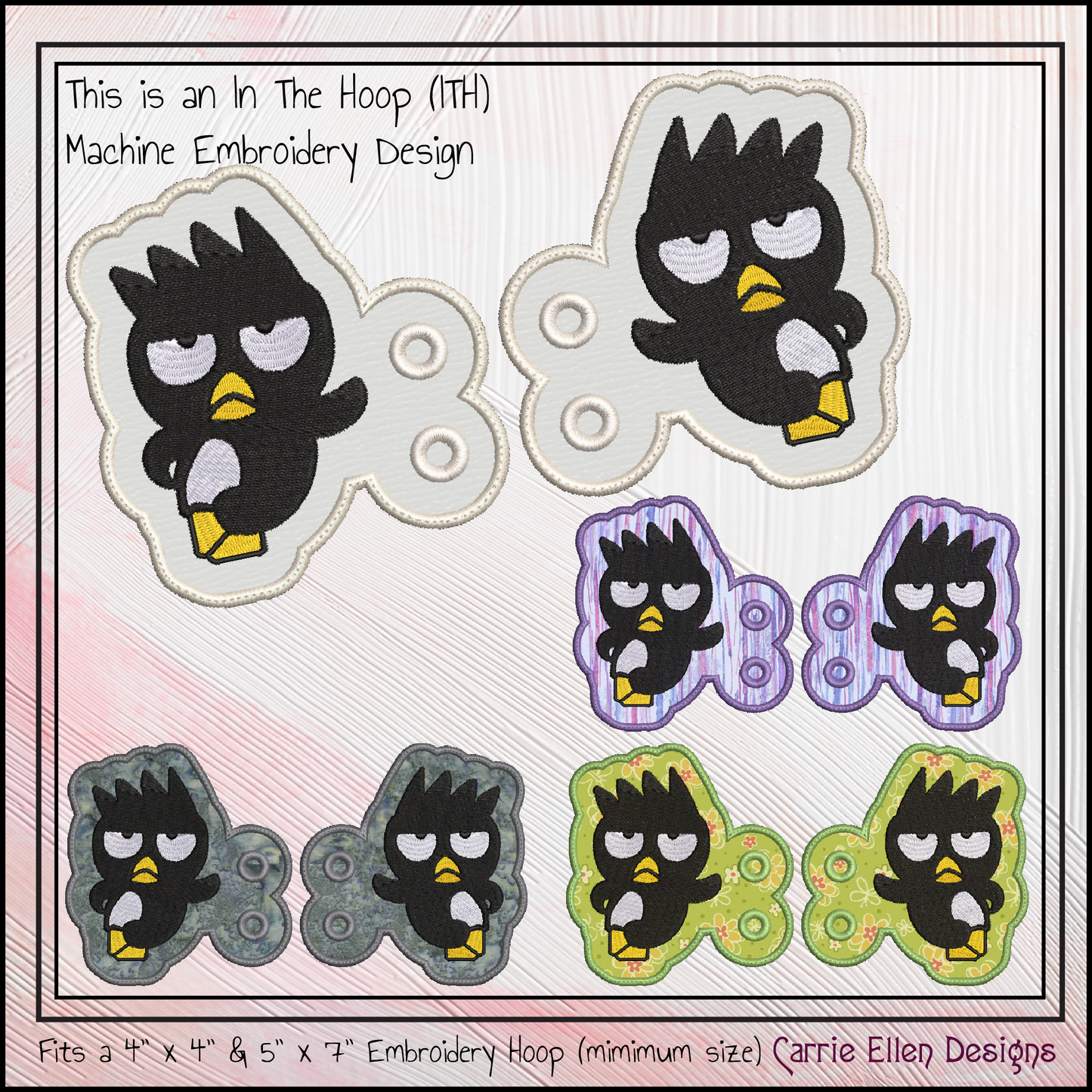 Badts Maru Bird Shoe Wings ITH Machine Embroidery Design | Cute Attitude Bird Lace-Up Sneaker Accessory | Kawaii Shoe Charm Embroidery File (2953)