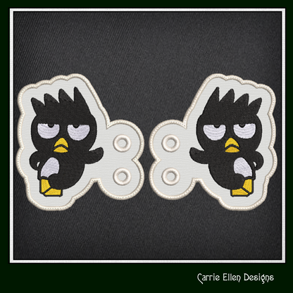 Badts Maru Bird Shoe Wings ITH Machine Embroidery Design | Cute Attitude Bird Lace-Up Sneaker Accessory | Kawaii Shoe Charm Embroidery File (2953)