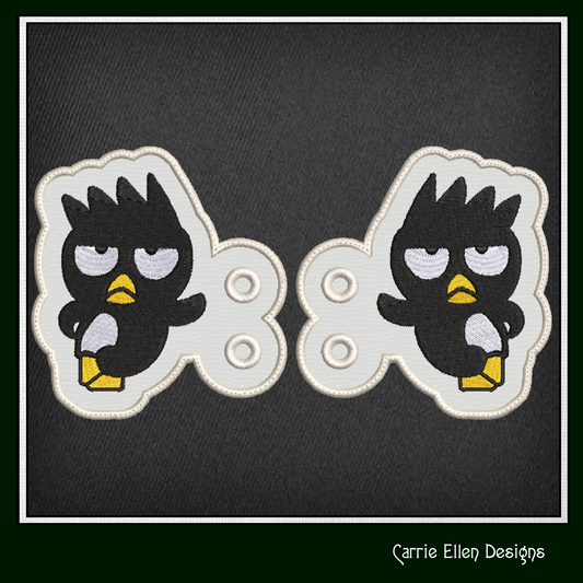 Badts Maru Bird Shoe Wings ITH Machine Embroidery Design | Cute Attitude Bird Lace-Up Sneaker Accessory | Kawaii Shoe Charm Embroidery File (2953)