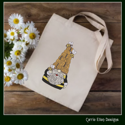 Gnome Machine Embroidery Design, Beehive and Bees Garden Gnome Pattern, 6 Sizes (2965)