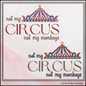 Not My Circus Not My Monkeys Machine Embroidery Saying, Circus Tent Sarcastic Quote, 6 Sizes (2969)