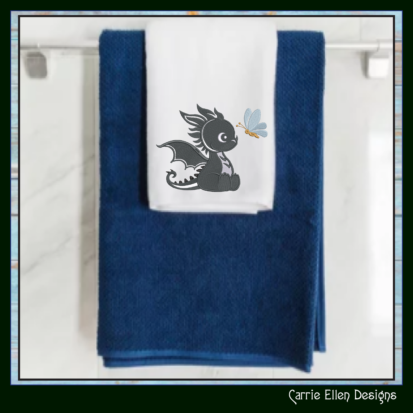 Cute Baby Dragon Machine Embroidery Design | Fantasy Dragon Stitch File | Kawaii Dragon Embroidery Pattern | Magical Creature Design, 6 Sizes, (2971)