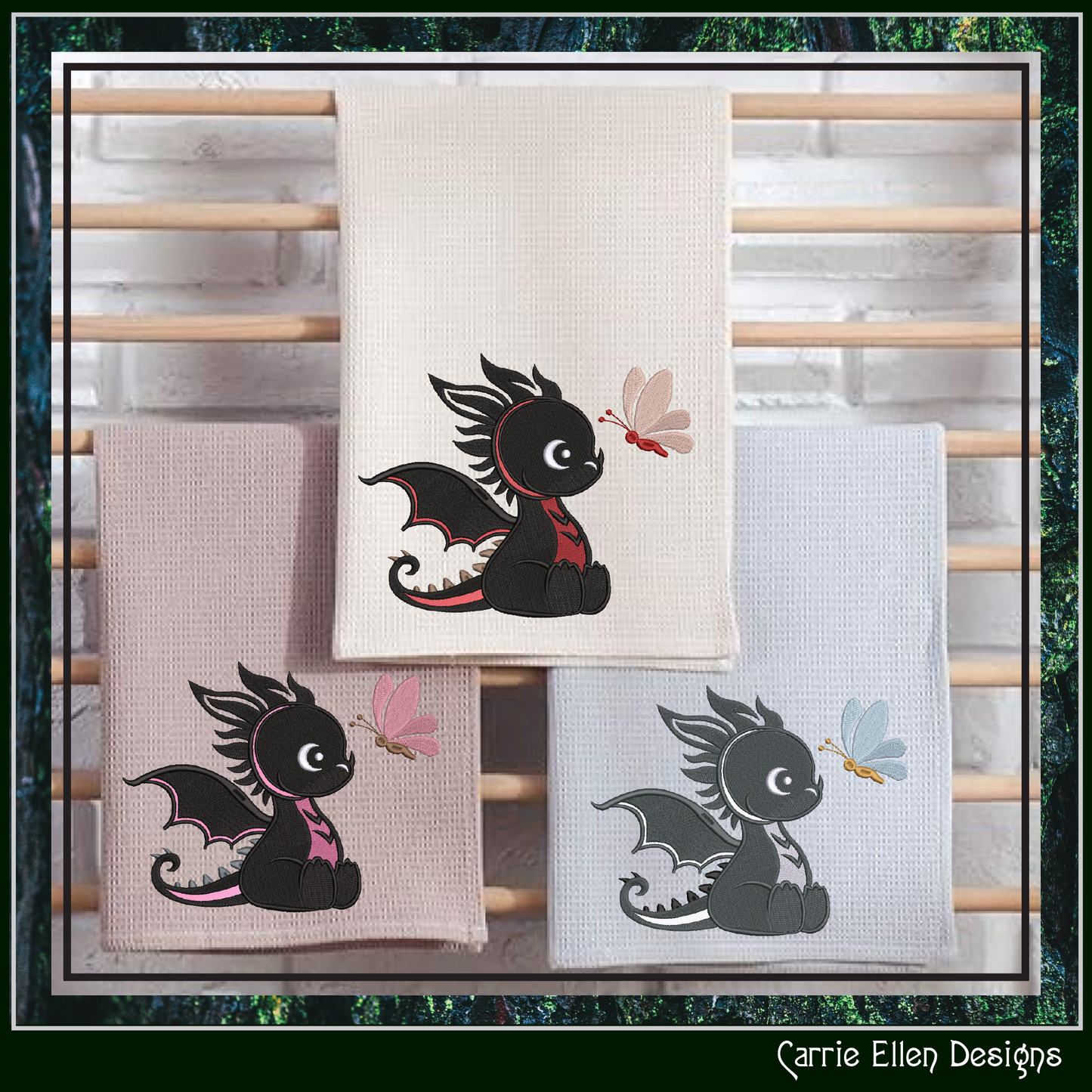 Cute Baby Dragon Machine Embroidery Design | Fantasy Dragon Stitch File | Kawaii Dragon Embroidery Pattern | Magical Creature Design, 6 Sizes, (2971)
