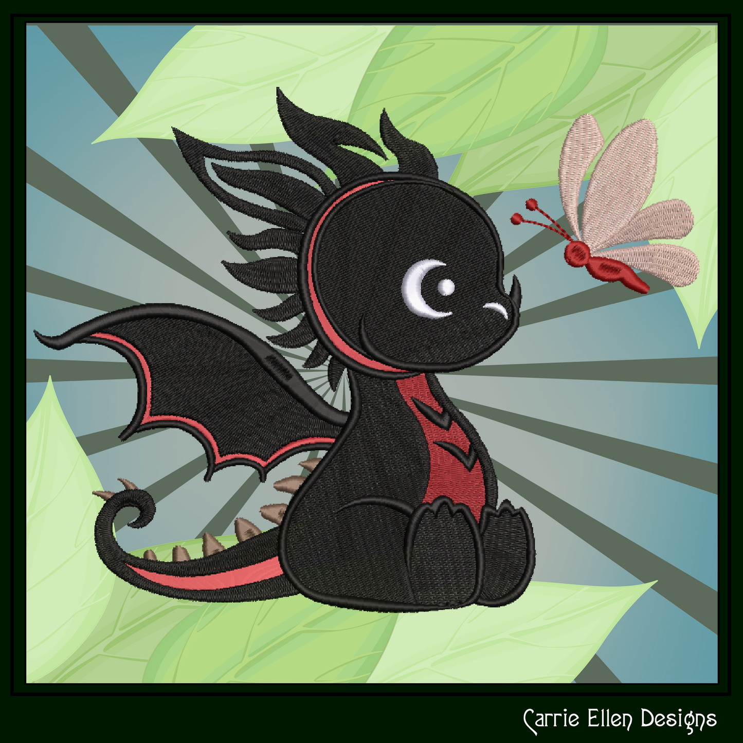 Cute Baby Dragon Machine Embroidery Design | Fantasy Dragon Stitch File | Kawaii Dragon Embroidery Pattern | Magical Creature Design, 6 Sizes, (2971)