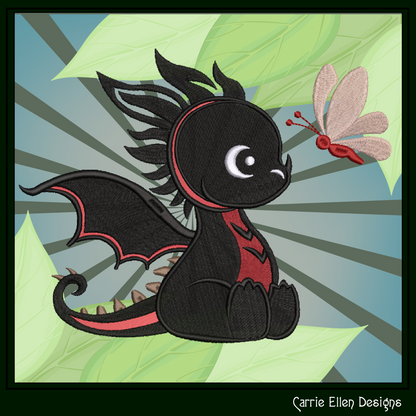 Cute Baby Dragon Machine Embroidery Design | Fantasy Dragon Stitch File | Kawaii Dragon Embroidery Pattern | Magical Creature Design, 6 Sizes, (2971)
