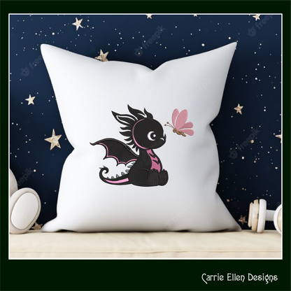 Cute Baby Dragon Machine Embroidery Design | Fantasy Dragon Stitch File | Kawaii Dragon Embroidery Pattern | Magical Creature Design, 6 Sizes, (2971)