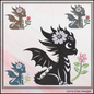 Cute Baby Dragon Machine Embroidery Design | Fantasy Dragon Stitch File | Kawaii Dragon Embroidery Pattern | Magical Creature Design, 6 Sizes, (2972)