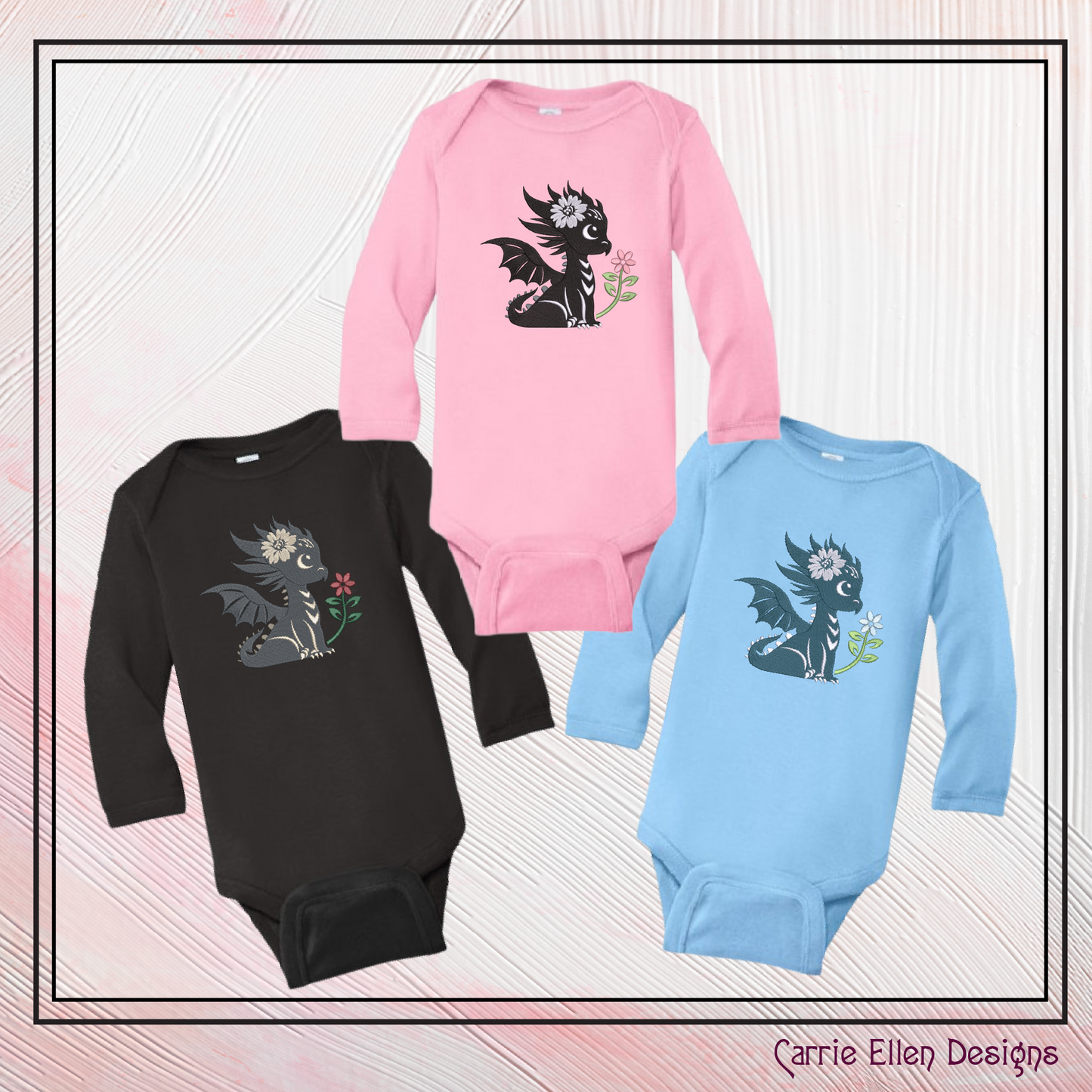 Cute Baby Dragon Machine Embroidery Design | Fantasy Dragon Stitch File | Kawaii Dragon Embroidery Pattern | Magical Creature Design, 6 Sizes, (2972)