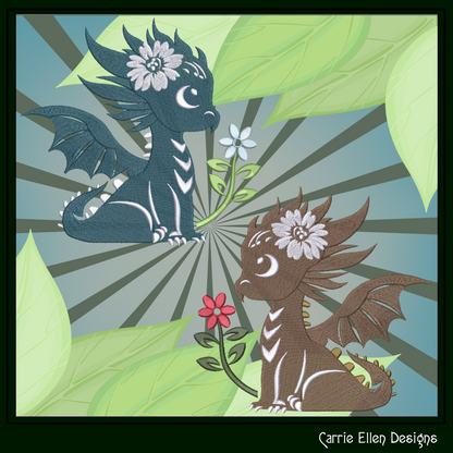 Cute Baby Dragon Machine Embroidery Design | Fantasy Dragon Stitch File | Kawaii Dragon Embroidery Pattern | Magical Creature Design, 6 Sizes, (2972)