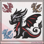 Cute Baby Dragon Machine Embroidery Design | Fantasy Dragon Stitch File | Kawaii Dragon Embroidery Pattern | Magical Creature Design, 6 Sizes, (2973)
