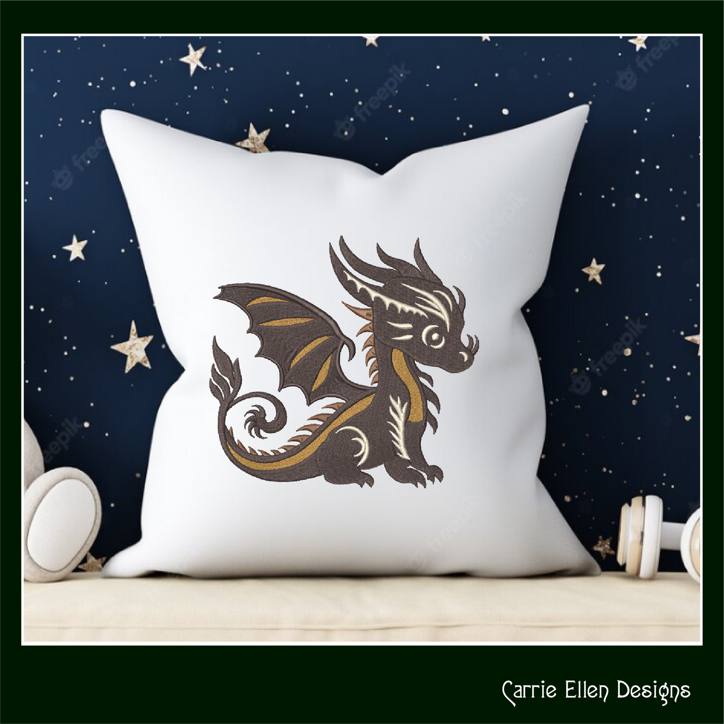 Cute Baby Dragon Machine Embroidery Design | Fantasy Dragon Stitch File | Kawaii Dragon Embroidery Pattern | Magical Creature Design, 6 Sizes, (2973)