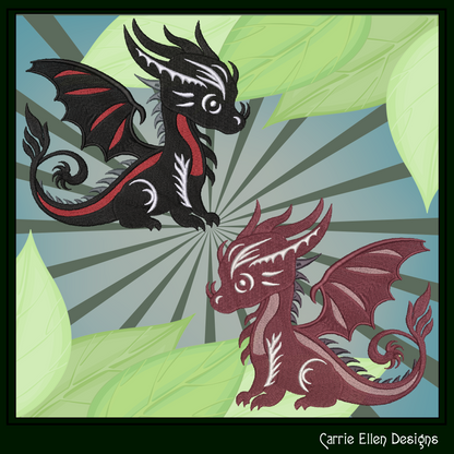 Cute Baby Dragon Machine Embroidery Design | Fantasy Dragon Stitch File | Kawaii Dragon Embroidery Pattern | Magical Creature Design, 6 Sizes, (2973)