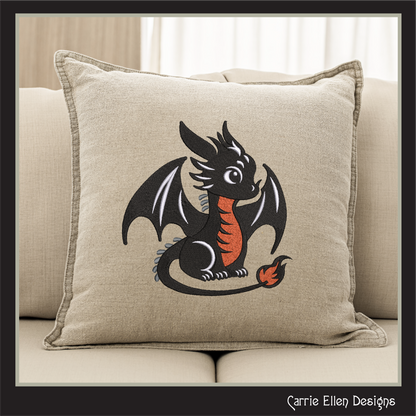 Cute Baby Dragon Machine Embroidery Design | Fantasy Dragon Stitch File | Kawaii Dragon Embroidery Pattern | Magical Creature Design, 6 Sizes, (2974)