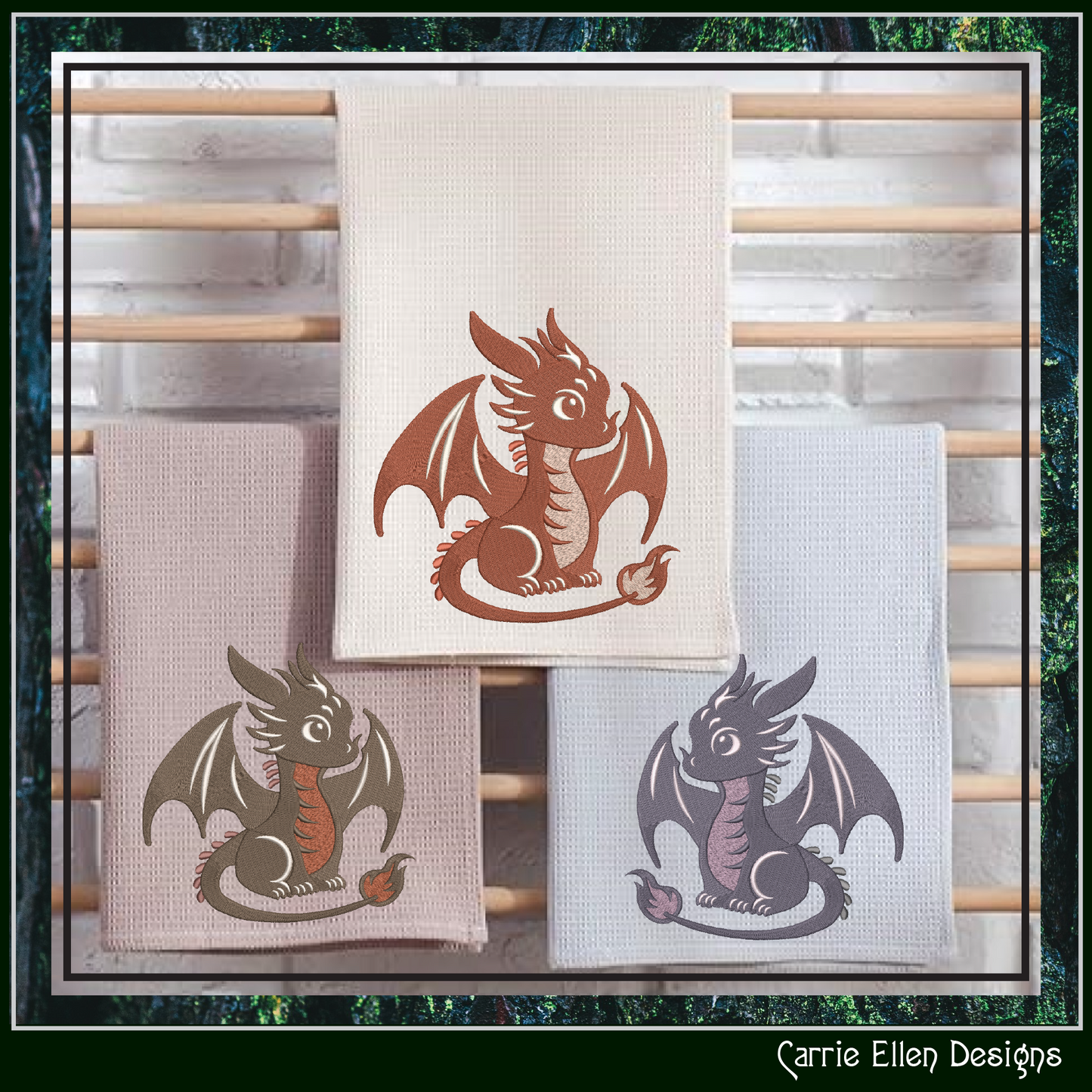 Cute Baby Dragon Machine Embroidery Design | Fantasy Dragon Stitch File | Kawaii Dragon Embroidery Pattern | Magical Creature Design, 6 Sizes, (2974)