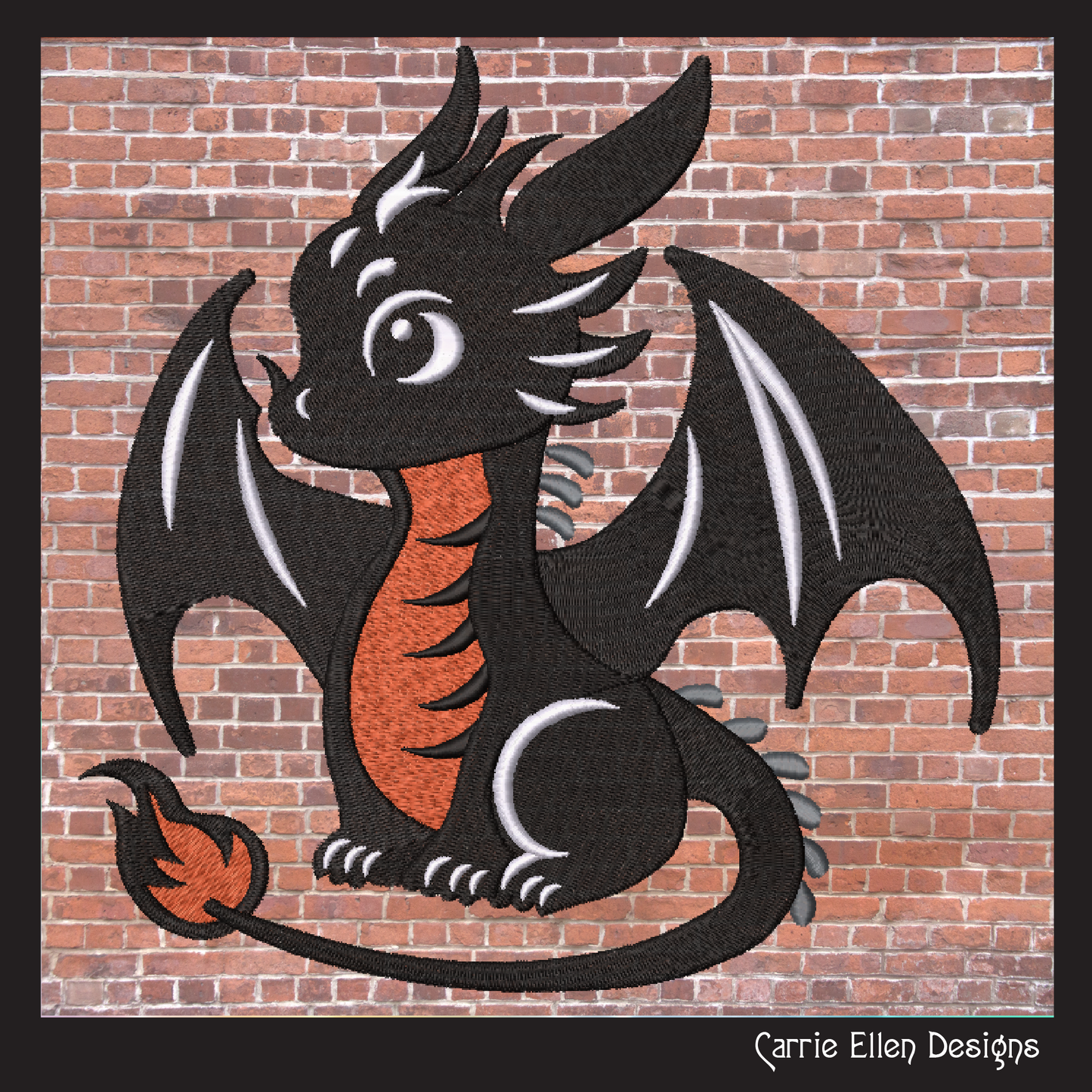 Cute Baby Dragon Machine Embroidery Design | Fantasy Dragon Stitch File | Kawaii Dragon Embroidery Pattern | Magical Creature Design, 6 Sizes, (2974)