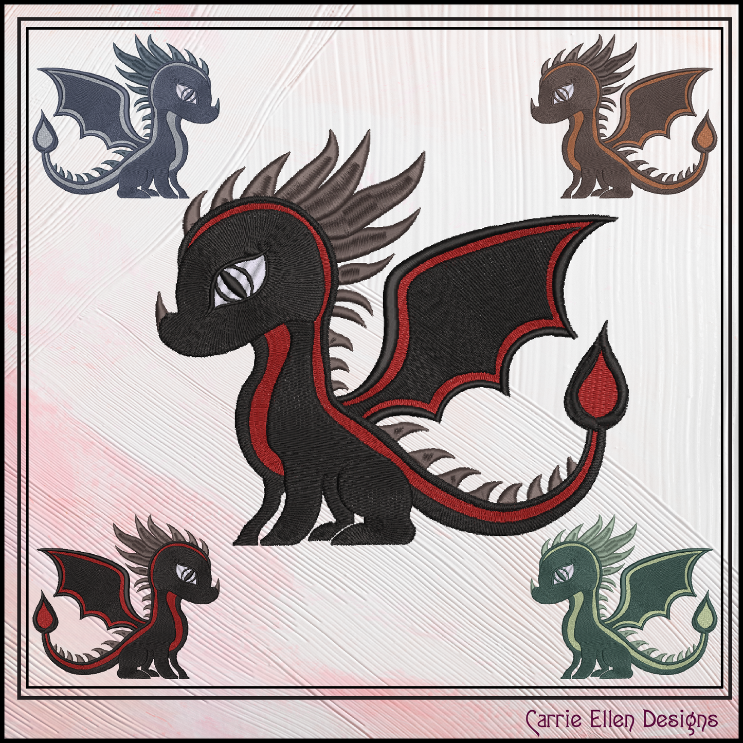 Cute Baby Dragon Machine Embroidery Design | Fantasy Dragon Stitch File | Kawaii Dragon Embroidery Pattern | Magical Creature Design, 6 Sizes, (2975)