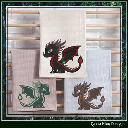 Cute Baby Dragon Machine Embroidery Design | Fantasy Dragon Stitch File | Kawaii Dragon Embroidery Pattern | Magical Creature Design, 6 Sizes, (2975)