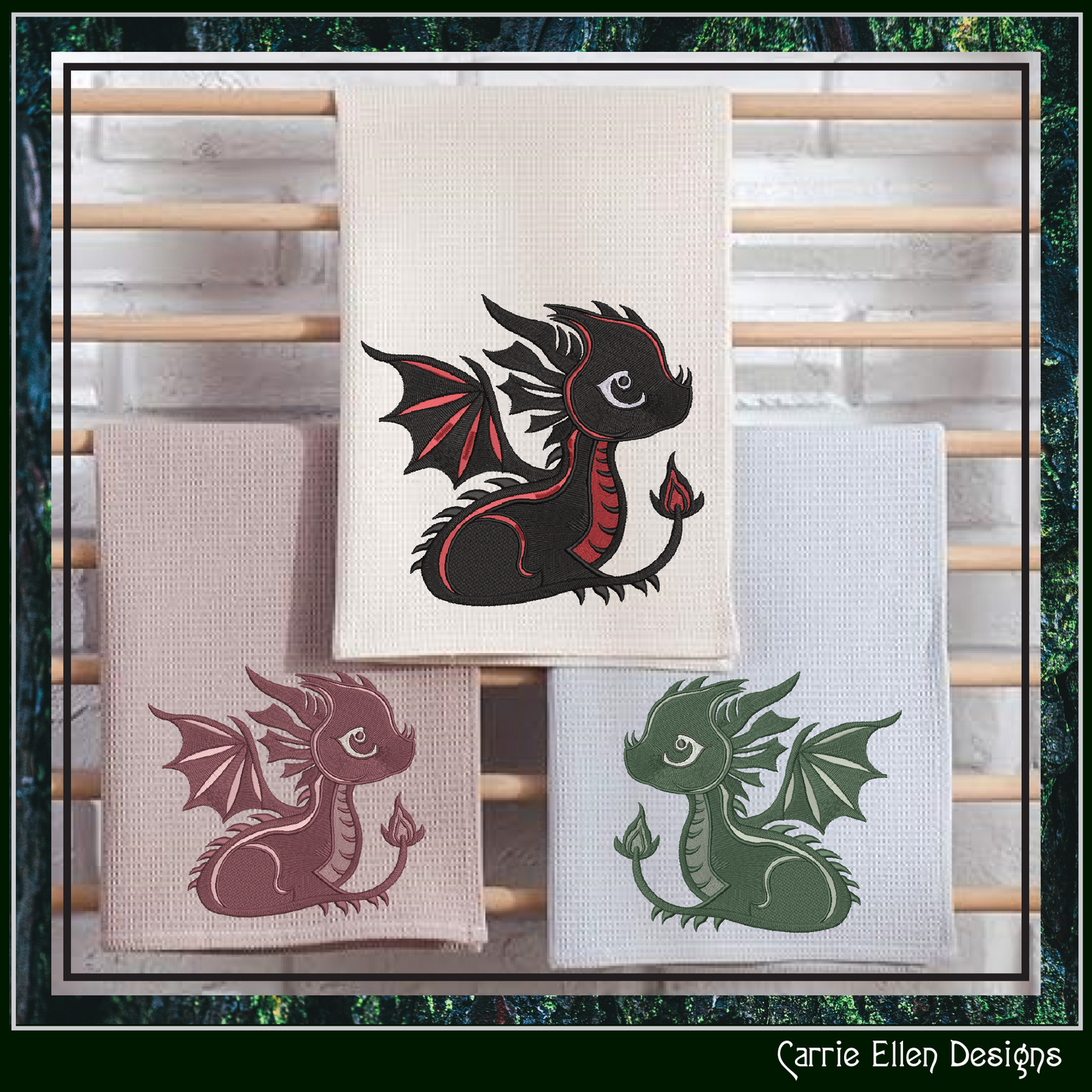 Cute Baby Dragon Machine Embroidery Design | Fantasy Dragon Stitch File | Kawaii Dragon Embroidery Pattern | Magical Creature Design, 6 Sizes, (2976)