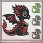 Adorable Baby Dragon Machine Embroidery Design, Cute Fantasy Animal, Leaf Tail Dragon, 6 Sizes (2977)