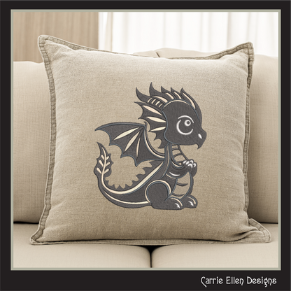 Adorable Baby Dragon Machine Embroidery Design, Cute Fantasy Animal, Leaf Tail Dragon, 6 Sizes (2977)
