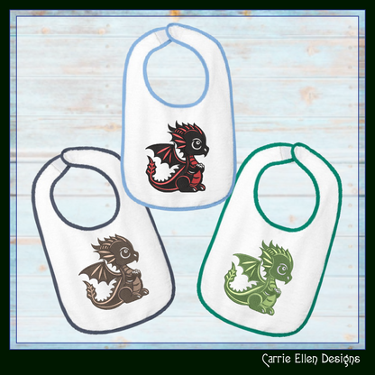 Adorable Baby Dragon Machine Embroidery Design, Cute Fantasy Animal, Leaf Tail Dragon, 6 Sizes (2977)