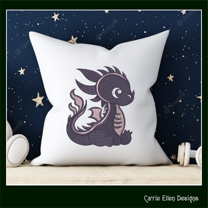 Adorable Baby Dragon Machine Embroidery Design, Cute Fantasy Animal Dragon, 6 Sizes (2978)