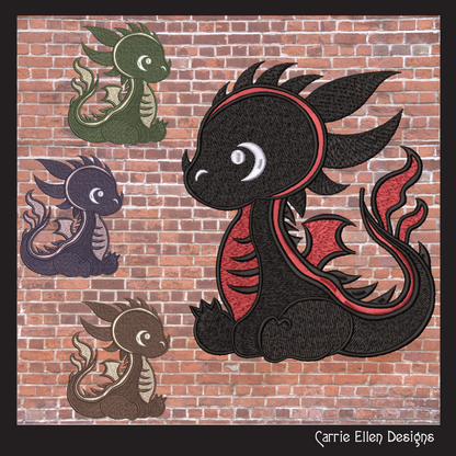 Adorable Baby Dragon Machine Embroidery Design, Cute Fantasy Animal Dragon, 6 Sizes (2978)
