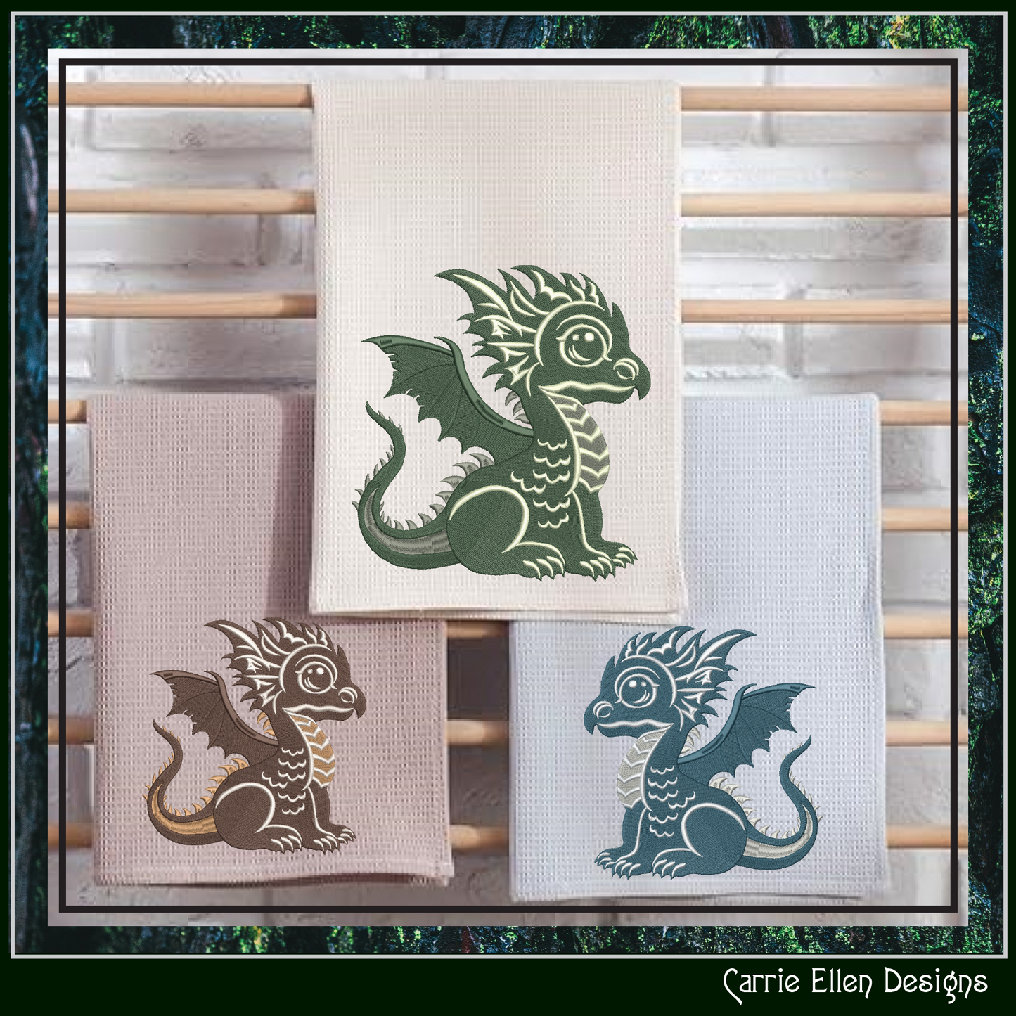 Cute Baby Dragon Machine Embroidery Design | Fantasy Dragon Stitch File | Kawaii Dragon Embroidery Pattern | Magical Creature Design, 6 Sizes, (2980)