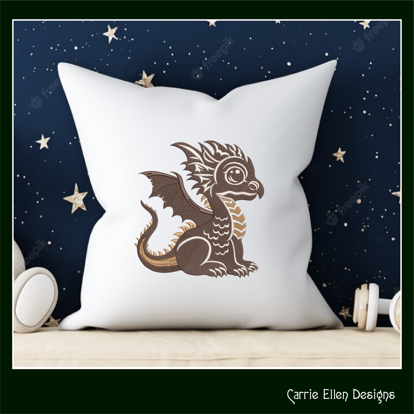 Cute Baby Dragon Machine Embroidery Design | Fantasy Dragon Stitch File | Kawaii Dragon Embroidery Pattern | Magical Creature Design, 6 Sizes, (2980)